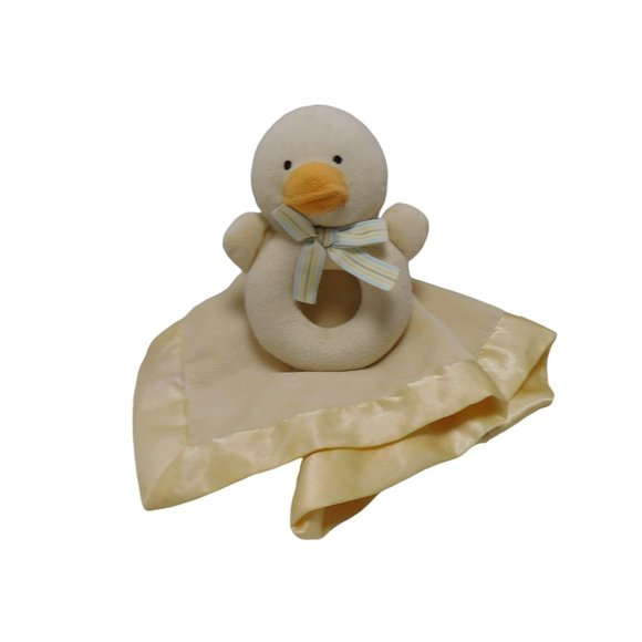 Carter's Lovey Duck Ring  Rattle Yellow Plush Security Blanket - Picture 1 of 10
